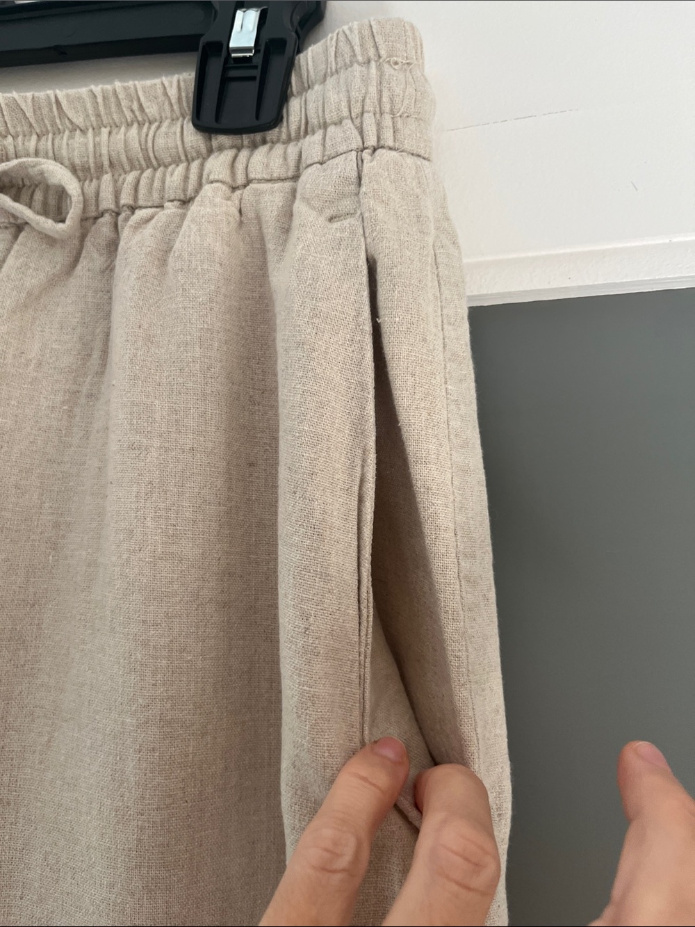 Zara Wide Leg Drawstring Pants in Light Beige linen blend XS - Picture 2 of 7